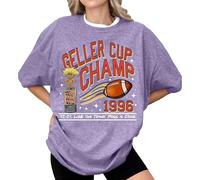 ZTFYKLIN Camiseta Interior Mujer Geller Cup Shirt Friends TV Show tee Football Trophy Graphic Retro 1996 Bowl Funny Thanksgiving (Purple, L) Blusa Fiesta Camisa Elegante Tejana Terciopelo Marron