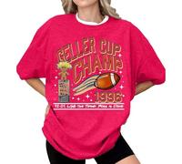 ZTFYKLIN Camiseta Interior Mujer Geller Cup Shirt Friends TV Show tee Football Trophy Graphic Retro 1996 Bowl Funny Thanksgiving (Hot Pink, XXL) Top Fiesta Camisa Rayas Lino Elásticos para Manga