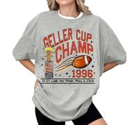 ZTFYKLIN Camiseta Interior Mujer Geller Cup Shirt Friends TV Show tee Football Trophy Graphic Retro 1996 Bowl Funny Thanksgiving (Grey, XL) Ropa De Women's Fashion Camisa Cuadros Blusa Burdeos