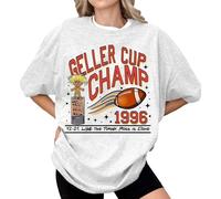 ZTFYKLIN Camiseta Interior Mujer Geller Cup Shirt Friends TV Show tee Football Trophy Graphic Retro 1996 Bowl Funny Thanksgiving (White, S) Blusa Elegante Ropa Nochevieja Camisa De Lino Otoño
