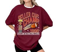 ZTFYKLIN Camiseta Interior Mujer Geller Cup Shirt Friends TV Show tee Football Trophy Graphic Retro 1996 Bowl Funny Thanksgiving (Wine, XL) Top Fiesta Camisas Tallas Grandes Camisetas Algodon