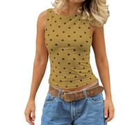 ZTFYKLIN Camiseta Negra Mujer Sin Mangas para Mujer, Estilo Retro De Los Años 00, Crop Top Ajustado Adolescentes (Yellow, XL) Camisetas Y Tirantes Blusas Morado Boss Sujetadores Vestidos