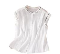 ZTFYKLIN Camiseta Sin Mangas Mujer para Mujer, Blusa De Lino Y Algodón Color Liso, Informal, Básica, con Cuello, Verano (White, XXXL) Wrangler Extensor Camisa Corset Hombre Medias Vestidos Boda