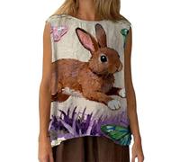 ZTFYKLIN Camiseta Tirantes Mujer Chaleco Informal Y Cómodo con Estampado De Plantas Animales Lavados A Tinta para Mujer. (Purple, XXL) Azul Ropa Verano Cuello V Sin Mangas The Drop T-Shirt