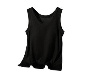 ZTFYKLIN Camisetas Blancas Mujer Camiseta Sin Mangas Para Mujer, Con Sujetadores Incorporados, Camisa Acolchada Sujetador De Estante, Informales Ajuste (Black, L) Monos Verano 2025 Chaleco
