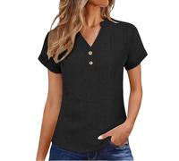 ZTFYKLIN Camisetas Manga Larga Mujer Women's Tops Eyelet Embroidery Summer Spring Fashion Clothes Going out 2024 Casual Short Sleeve Shirts T (Black, XXXXL) Blusas Verano Modernas Básicas