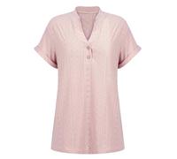 ZTFYKLIN Camisetas Manga Larga Mujer Women's Tops Eyelet Embroidery Summer Spring Fashion Clothes Going out 2024 Casual Short Sleeve Shirts T (Pink, XXXL) Blusas Otoño Blusa Negra Interiores