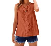 ZTFYKLIN Camisetas Mujer Verano Blusas Sin Mangas De Algodón Y Lino para Mujer, Ligeras, Transpirables, Verano, Tallas S A 5XL (Orange, S) Camiseta Tirantes Talla Grande Ropa The Drop Rayas