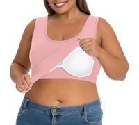 ZTFYKLIN Chaleco Mujer Camisetas Sin Mangas para con Sujetador De Talla Grande, Camisola Acolchada, Camiseta Yoga Entrenamiento, Básica Informal (Pink, XL) Pantalones Negros Rotos Top Running