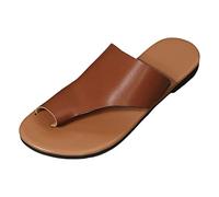 ZTFYKLIN Chanclas Brasileras Mujer De Verano Retro Color Sólido Clip Toe Open Roman Home Outdoor Casual Flat Shoes Zapatos Playa Tamaño Sandalias Zapatillas (Brown, 38) Yute Plataforma Negras
