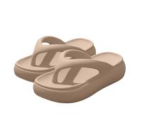 ZTFYKLIN Chanclas Brasileras Mujer Gruesas para Mujer, Sandalias De Fascitis Plantar, Y Cómodas Playa, Antideslizantes Ligeras. (Khaki, 35) Cuña Verano Alpargatas Planas Adolescentes Chica Goma