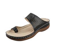 ZTFYKLIN Chanclas Brasileras Mujer Sandalias De Playa Verano para con Tacón Cuña Y Color Liso (Black, 36) Cuñas Beige Zapatos Confort Caminar Cerradas Piscina Blancas Negras Tacon Ancho