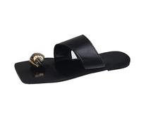 ZTFYKLIN Chanclas Brasileras Mujer Sandalias Planas Doradas para Mujer, Estilo Europeo Y Americano, Verano, Retro, con Hebilla De Metal Puntera Vacaciones. (Black, 39) Leopardo Tacón Flip Flop