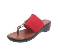 ZTFYKLIN Chanclas Brasileras Mujer Zapatillas De Playa para con Tacón Inclinado Y Puntera Clip, Informales Huecas, Zapatos Parte Inferior Inclinada, Sandalias Retro (Red, 40) Negras Planas Cross