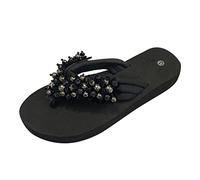 ZTFYKLIN Chanclas Brasileras Mujer Zapatillas Para Damas Verano Punta Abierta De Imitación Sandalias Bohemias Zapatos Casuales (Black, 37) Piel Calzado Animal Print Con Lazo Fascitis Plantar