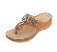 ZTFYKLIN Chanclas Mujer Marca Mujeres Verano -On Cuñas Playa Punta Abierta Sandalias Transpirables Zapatos Bordados (Brown, 40) Anime Slippers Blancas Negras Zapato Ortopedico Blanditos Cuña