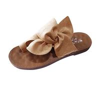 ZTFYKLIN Chanclas Mujer Marca Roman Slipper Fashion Beach Butterfly Knot Slippers Sandalias Femeninas (Khaki, 39) De Piel Verano Boda Plana Talla 44 Cuña Negras Vestir Hawaina 39 Brasileras
