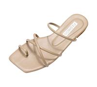 ZTFYKLIN Chanclas Mujer Piscina Mujeres Flops Square Dedo Del Pie Sandalias De Playa Fashion Slippers Flat Bottom Open Dee Verano Casual Ffashion Beach (Beige, 41) Cuña Comodas Fiesta Womens
