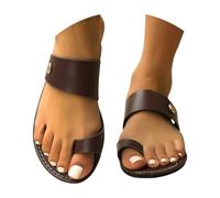 ZTFYKLIN Chanclas Mujer Sandalias Planas para Mujer, Tipo Chancla, De Cuero O con Tiras, Anilla El Dedo del Pie Y Clip, Ligeras Caminar En La Playa Verano. (Coffee, 39) Flip Flop Barefoot Casa