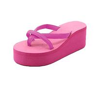 ZTFYKLIN Chancletas Mujer Colour Women's High Solid Sandals Beach Fracasas con Pantuflas De Piernas Gruesas (Hot Pink, 42) Sandalias Boho Verano Talla 35 Plantilla Gel Zapatillas Hawaianas