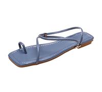 ZTFYKLIN Chancletas Mujer Las Mujeres Flops Square Dedo Del Pie Sandalias De Playa Fashion Flat Bottom Open Dee Slippers Verano Casual Sandalia (Blue, 38) Chanclas 37 Para Caminar Con Plantilla