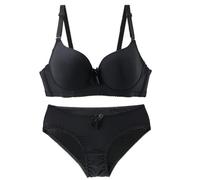 ZTFYKLIN Conjunto De Interior 2 Piezas para Mujer, Sujetador Y Braguita con Relleno Cómodos Ajuste Regular Bralette Sin Sujetadores Broche Delantero (Black, 95B) En Triangulo Comodos Aros
