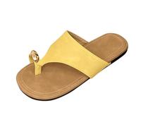 ZTFYKLIN Hawaianas Mujer Chanclas Women's New Flat Bottom Beach Set Toe Sandals Slippers Summer Outside The Fashionable Leisure and Versatile Soft (Yellow, 35) Sandalias con Cuña Zapatos Cómodos