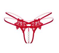 ZTFYKLIN Interior G Pearl String V-String Lady Cintura Sexy Mujer Colgante Íntimos Conjunto De (Red, One Size) Lenceria Femenina Ropa Lencería Conjuntos Christmas Lingerie Corset Eróticos Roja