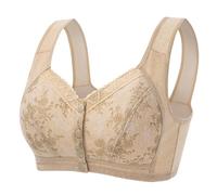 ZTFYKLIN Interior Sexy con Encaje Y Hebilla Frontal para Mujer, Sin Aros, Sujetador De Talla Grande Sujetadores Pecho Descubierto (Khaki, 44) 100 Algodon Aros Doble Push Up Deportivo Aumentar