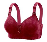 ZTFYKLIN Large Size Gathering Anti Sagging Breathable Thin Back Non No Ring Bra Sujetadores Tira Ancha (Wine, S) Sujetador Lactancia Algodon Selene Sin Aros Deportivos Mujer Reductor Espalda Al