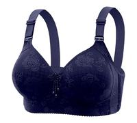 ZTFYKLIN Large Size Gathering Anti Sagging Breathable Thin Back Non No Ring Bra Sujetadores Tira Ancha (Dark Blue, XXL) Sujetador Selene con Aros Sin Reductores Espalda Lactancia Algodon Tallas
