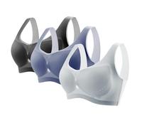 ZTFYKLIN Lencería Fina De Copa Malla Transpirable Tela Red para Mujer, Sin Aros, Talla Grande Sujetadores Espalda Silicona (Black, XXXXL) Sujetador Selene con Aros Postoperatorio Reductor