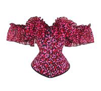 ZTFYKLIN Moldeadora De Cuerpo para Mujer con Encaje Satinado Y Labios Rojos Corsé (Hot Pink, XXL) Corset Marron Negro Corsets Disfraz Blanco Morado Black Pirata Lila Corpiños Vampiro Red