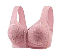 ZTFYKLIN New Front Buckle Large Size Middle and Elderly Printing Vest Type Wide Straps Underwear Ladies Without Ring Big Bra Sujetadores Noche (Pink, 38) Sujetador Espalda Descubierta Push Up