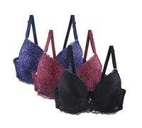 ZTFYKLIN Pack of 3 Women's Bra Set Lace Up Comfortable with Adjustable Straps Elegant Underwear For Everyday and Leisure Multicoloured Bras Sujetadores Leyre (Purple, 85D) Sujetador Doble Push