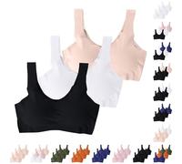 ZTFYKLIN Paquete de 3 Sujetador Deportiva sin Costuras Sostén sin Aros de Alto Impacto Bra Cómodos y Suave con Tirantes Anchos Confort Sostenes Mujer Transpirable Sports Bra Rosa Caliente L