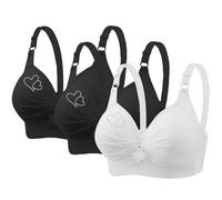 ZTFYKLIN Paquete De 3 Sujetadores Deportivos para Mujer 2024 Cómodo Cuello En V Sin Sujetador Correa Ajustable Transpirables Correr (White, XXL) Aros Doble Push Up Lactancia Algodon Relleno