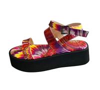 ZTFYKLIN Sandalia Mujer Sandalias De Plataforma Abierta Roman Beach Con Shoe Womens Tobillos Correas Buckle Dedo Del Pie Femeninas (Red, 43) Talla 35 Verano Romanas Planas Blancas Playa Negra