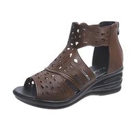 ZTFYKLIN Sandalia Mujer Sandalias De Verano Para Mujer, Tacón Cuña, Gruesa, Pez, Cremallera Informal Hueca Brown, 39 Zapatos Plataforma Goma Zapato Destalonado Cuña Agua Alpargatas Negras Pala