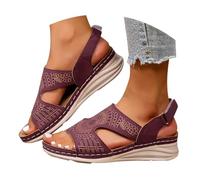 ZTFYKLIN Sandalia Mujer Sandalias De Verano Talla Grande Para Mujer, Con Gruesa Y Cabeza Redonda, Una Palabra, Uso Exterior. (Red, 36) Cangrejeras Zapato Ortopedico Barefoot Deporte Tacón Cuñas