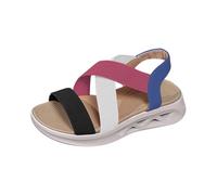 ZTFYKLIN Sandalias Caminar Mujer Verano De Para Con Tiras Elásticas, Hebilla Y, Gruesa Punta Abierta Tejido Mosca (Hot Pink, 37) Playa Bio Piel Zapatillas Ortopedicas Comodas Cuñas Blancas