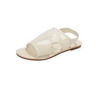 ZTFYKLIN Sandalias Caminar Mujer Verano De Para Mujer, Informales, Planas, Malla, Con Punta (White, 43) Tacón Alpargata Plana Sandalia Romana Zapato Dorado Fiesta Planas Blancas Talla 42