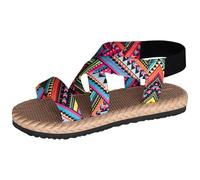 ZTFYKLIN Sandalias Caminar Mujer Verano Planas De Para Mujer, Con Punta Abierta Y Tiras Elásticas En El Tobillo, Cómodas Playa Sin Cordones, Zapatos (Orange, 41) Barefoot Metatarsalgia Calzado