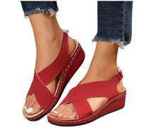 ZTFYKLIN Sandalias Cuña Mujer Casual Lado Hueco Cinturón Hebilla Zapatos De Fondo Verano Red, 42 Zapatillas Ortopedia Piel Chanclas Deportivas Vestir Bajas Slip On Plataforma Sandalia Comodas