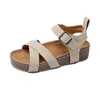 ZTFYKLIN Sandalias Cuña Mujer De Verano Para Mujer, Informales, Cómodas, Con Hebilla Plana Y Punta Abierta, Gruesa (White, 37) Atadas Al Tobillo Romanas Alpargata Zapatillas Esparto Planas