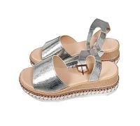 ZTFYKLIN Sandalias Cuña Mujer De Verano Zapatos Cómodos Tamaño A Juego Con El Color Del Talón Inclinado Silver, 39 Playa Para Andar Cuñas Blancas Tacon Fiesta Pie Ancho Marrones Cangrejeras