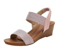 ZTFYKLIN Sandalias De Mujer Nuevas Romanas A La Con Tacón Cuña Grande Verano Para Pink, 40 Pie Cavo Talla 34 Playa Sandalia Dorada Plana Cangrejeras Piel Cuñas Azules Zapatillas Esparto Atadas