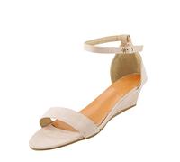 ZTFYKLIN Sandalias De Mujer Para Casual Sólidas Zapatos Hebilla Correa Tobillo Cuñas Beige, 40 Alpargatas Planas Negras Sandalia Plana Plantillas Extraibles Zapatillas Mayor Ortopédicos Pie Cavo