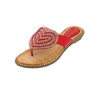 ZTFYKLIN Sandalias Flip Flop Mujer Con Punta De Amor Para Mujer, A La Imitación Y Perlas (Red, 38) Chanclas Cross Comodas Anime Slippers Caminar Cuña Esparto Fascitis Plantar Plantillas Sandalia