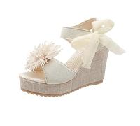 ZTFYKLIN Sandalias Mujer Casual Correas Laterales Pendiente Inferior Zapatos De Verano Con Beige, 38 Rosa Palo Cuña Elegantes Blanditos Cangrejeras Piel Tacon Plataforma Blancas Joya Verdes